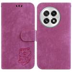 For OnePlus 13 Little Tiger Embossed Leather Phone Case(Rose Red)