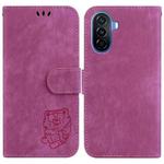 For Huawei nova Y61 / Enjoy 50z Little Tiger Embossed Leather Phone Case(Rose Red)