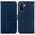 For Huawei nova Y70 Plus Little Tiger Embossed Leather Phone Case(Dark Blue)