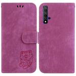 For Huawei nova 5T / Honor 20 Little Tiger Embossed Leather Phone Case(Rose Red)