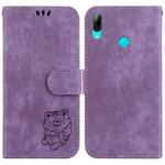 For Huawei P Smart 2019 Little Tiger Embossed Leather Phone Case(Purple)