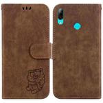 For Huawei P Smart 2019 Little Tiger Embossed Leather Phone Case(Brown)