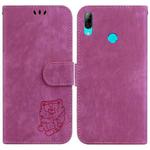 For Huawei P Smart 2019 Little Tiger Embossed Leather Phone Case(Rose Red)