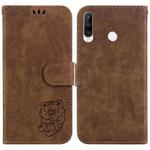 For Huawei P30 Lite / nova 4e Little Tiger Embossed Leather Phone Case(Brown)