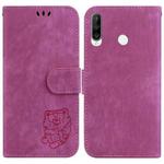 For Huawei P30 Lite / nova 4e Little Tiger Embossed Leather Phone Case(Rose Red)