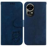 For Huawei nova 12 Little Tiger Embossed Leather Phone Case(Dark Blue)