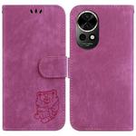 For Huawei nova 12 Little Tiger Embossed Leather Phone Case(Rose Red)