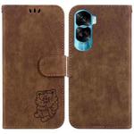 For Honor 90 Lite Little Tiger Embossed Leather Phone Case(Brown)