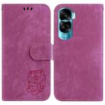 For Honor 90 Lite Little Tiger Embossed Leather Phone Case(Rose Red)