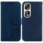 For Honor 90 Pro Little Tiger Embossed Leather Phone Case(Dark Blue)