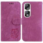 For Honor 90 Pro Little Tiger Embossed Leather Phone Case(Rose Red)