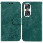 For Honor 90 Little Tiger Embossed Leather Phone Case(Green)