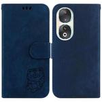 For Honor 90 Little Tiger Embossed Leather Phone Case(Dark Blue)