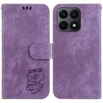 For Honor X8a Little Tiger Embossed Leather Phone Case(Purple)
