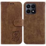 For Honor X8a Little Tiger Embossed Leather Phone Case(Brown)