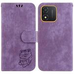 For Honor X5 Little Tiger Embossed Leather Phone Case(Purple)