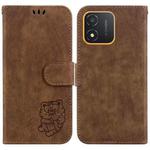 For Honor X5 Little Tiger Embossed Leather Phone Case(Brown)