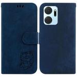 For Honor X7a Little Tiger Embossed Leather Phone Case(Dark Blue)