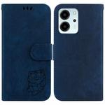 For Honor 80 SE Little Tiger Embossed Leather Phone Case(Dark Blue)