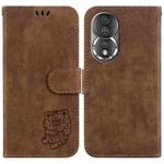 For Honor 80 Little Tiger Embossed Leather Phone Case(Brown)