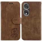 For Honor 80 Pro Little Tiger Embossed Leather Phone Case(Brown)