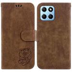 For Honor X8 5G Little Tiger Embossed Leather Phone Case(Brown)