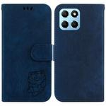 For Honor X8 5G Little Tiger Embossed Leather Phone Case(Dark Blue)