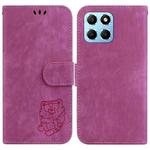 For Honor X8 5G Little Tiger Embossed Leather Phone Case(Rose Red)