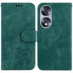 For Honor 70 Little Tiger Embossed Leather Phone Case(Green)