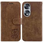 For Honor 70 Little Tiger Embossed Leather Phone Case(Brown)