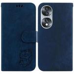 For Honor 70 Little Tiger Embossed Leather Phone Case(Dark Blue)