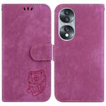 For Honor 70 Little Tiger Embossed Leather Phone Case(Rose Red)