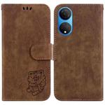 For Honor X7 Little Tiger Embossed Leather Phone Case(Brown)