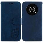 For Honor X9 Little Tiger Embossed Leather Phone Case(Dark Blue)