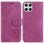 For Honor X8 Little Tiger Embossed Leather Phone Case(Rose Red)