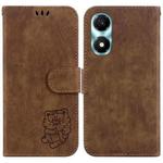 For Honor X5 Plus / Play 40C Little Tiger Embossed Leather Phone Case(Brown)