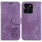 For Honor X6a Little Tiger Embossed Leather Phone Case(Purple)