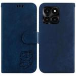 For Honor X6a Little Tiger Embossed Leather Phone Case(Dark Blue)