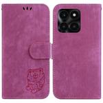 For Honor X6a Little Tiger Embossed Leather Phone Case(Rose Red)