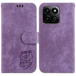 For Honor Play 60 Plus Little Tiger Embossed Leather Phone Case(Purple)