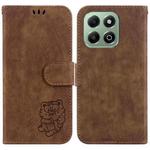 For Honor X6b Little Tiger Embossed Leather Phone Case(Brown)