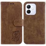 For Honor X60i Little Tiger Embossed Leather Phone Case(Brown)