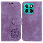 For Honor X8c 4G Little Tiger Embossed Leather Phone Case(Purple)