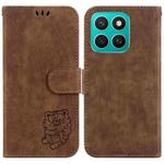For Honor X8c 4G Little Tiger Embossed Leather Phone Case(Brown)