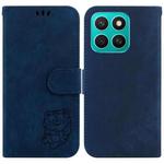 For Honor X8c 4G Little Tiger Embossed Leather Phone Case(Dark Blue)