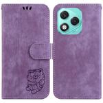 For Honor 400 Lite Little Tiger Embossed Leather Phone Case(Purple)