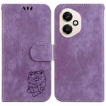 For Honor 400 Global 156.5mm Little Tiger Embossed Leather Phone Case(Purple)