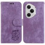 For Honor 400 Pro Global 160.8mm Little Tiger Embossed Leather Phone Case(Purple)