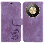 For Honor X70 5G Little Tiger Embossed Leather Phone Case(Purple)