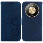 For Honor X70 5G Little Tiger Embossed Leather Phone Case(Dark Blue)